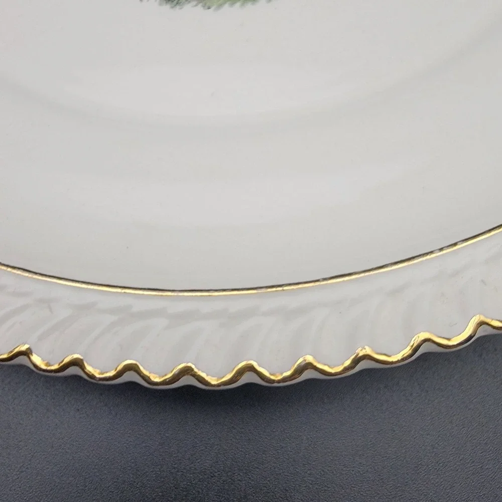 The Harker Pottery Company Plate 1840 22KT Gold Colonial Couple 10